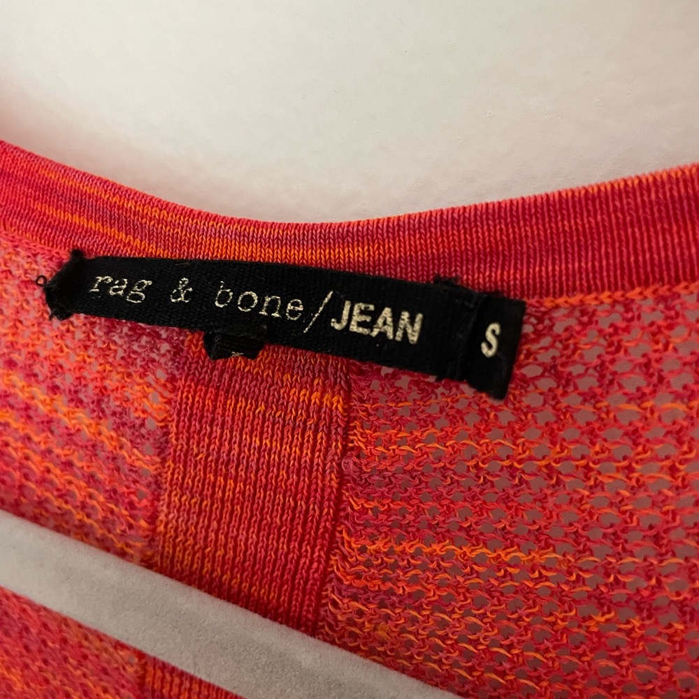 Rag and Bone orange mesh long-sleeved shirt
